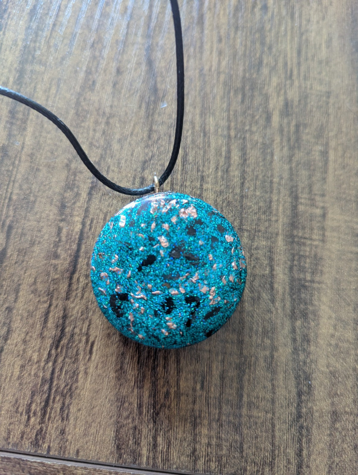 Amethyst Orgonite Pendant: Teal Necklace for Protection and Calm