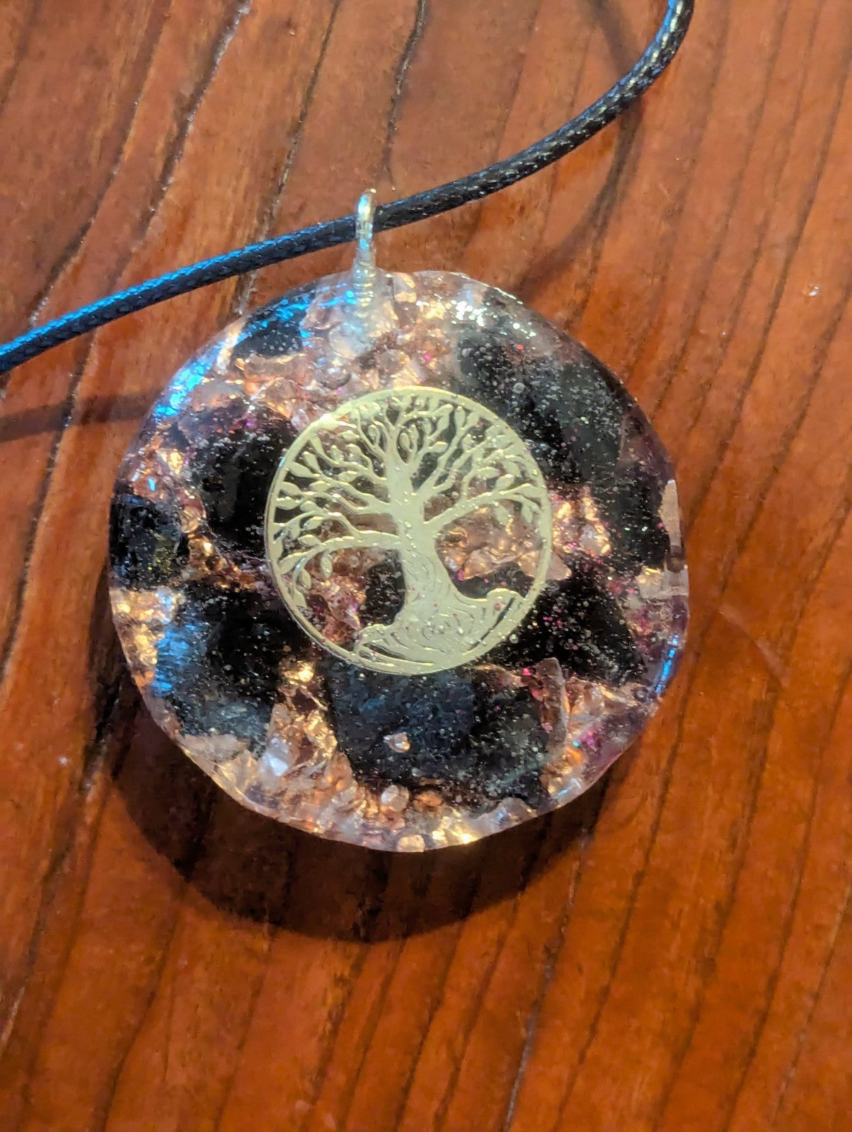 Bright Pink Rose Quartz and Garnet Orgonite Necklace For Love and Protection