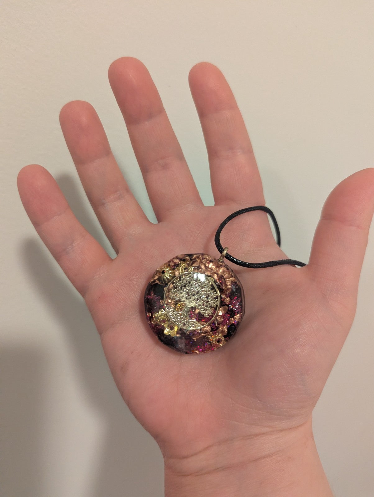 Purple&Maroon Rose Quartz and Garnet Orgonite Necklace for Love and Protection