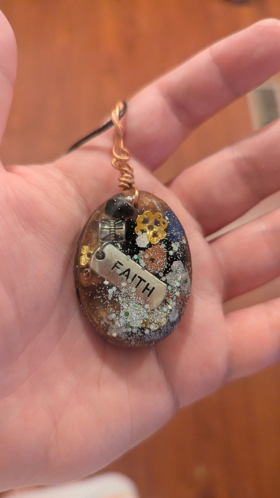 Lapis and Goldstone, Faith, Handmade Orgonite Necklace