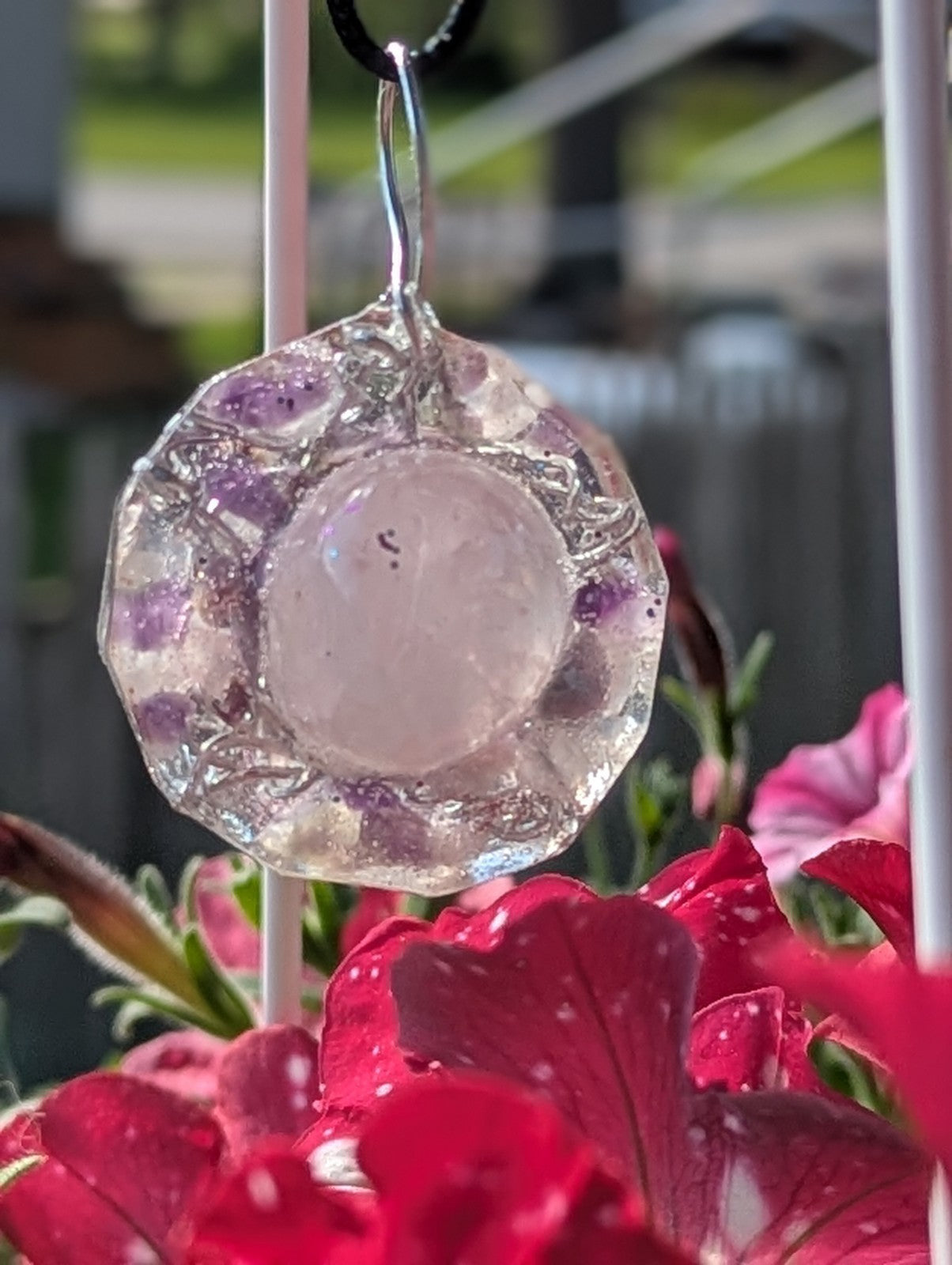 Rose Quartz and Amethyst Star Orgonite Necklace, for Peace and Love