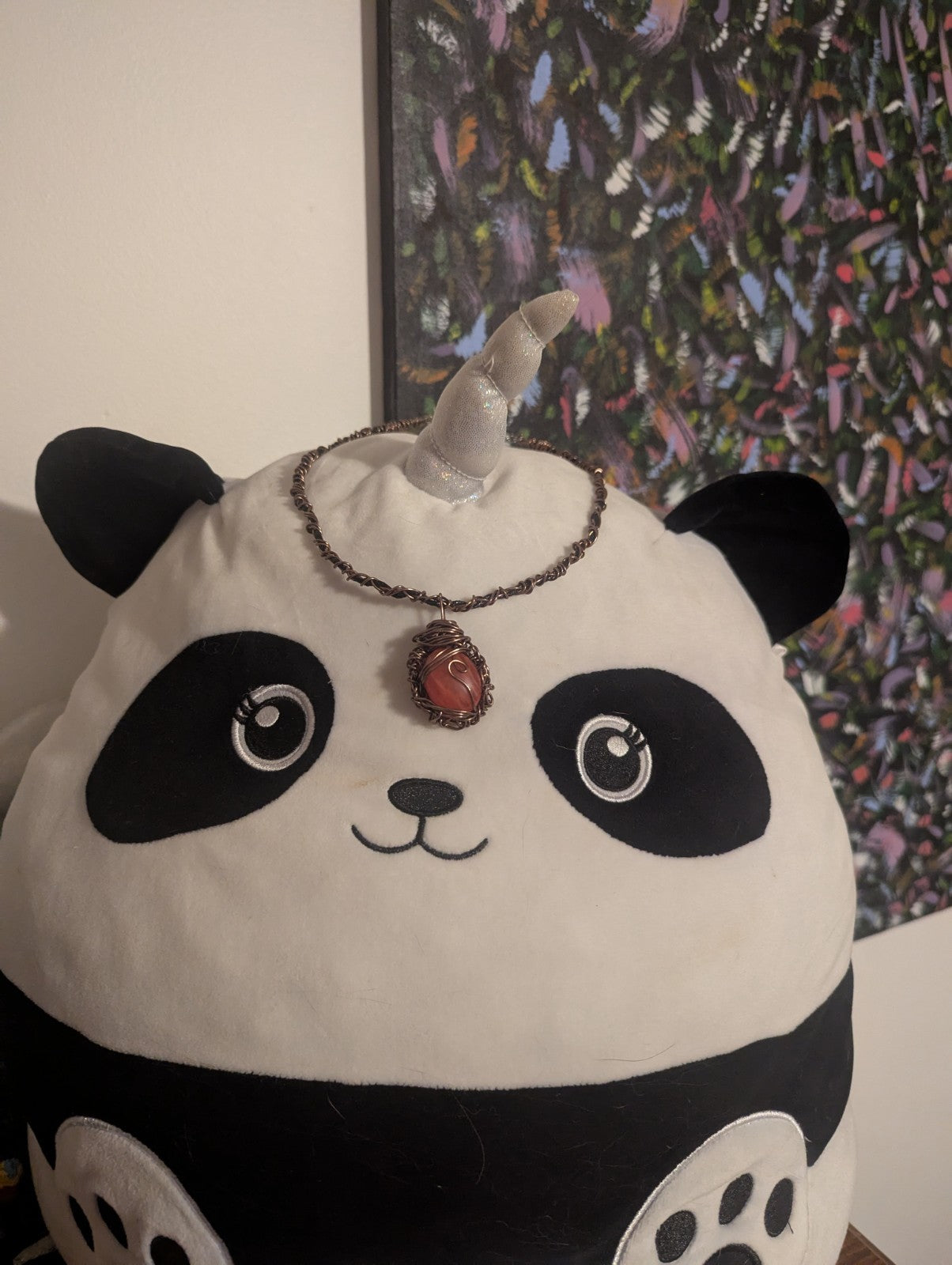 Cherry Quartz Wirewrapped Necklace, For Inner Strength and Emotional Stability