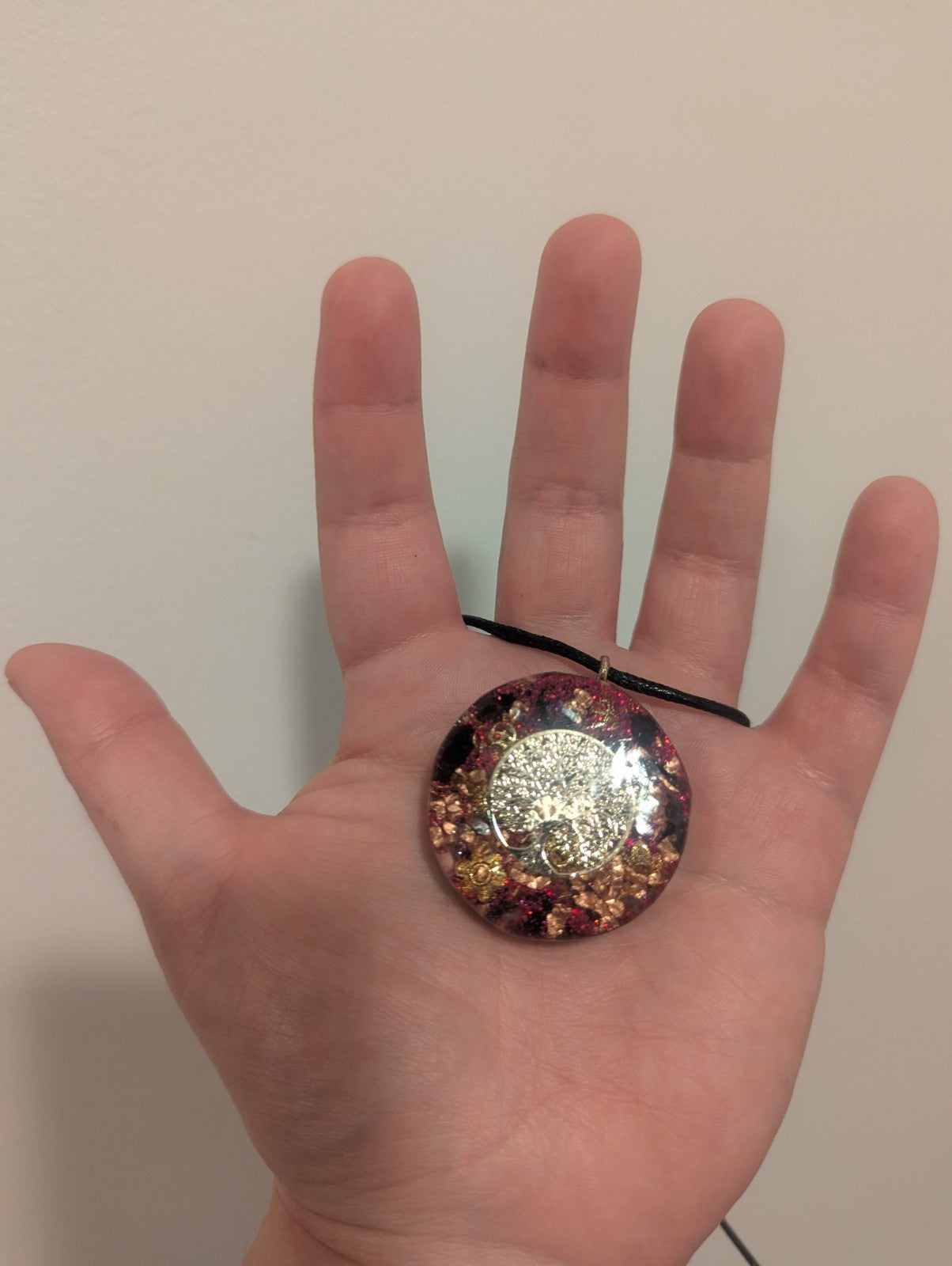 Maroon Rose Quartz and Garnet Orgonite Necklace for Protection and Romance