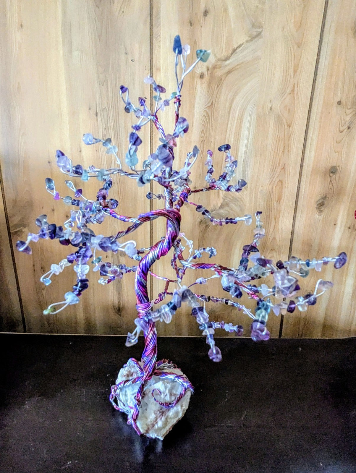 Tourmaline & Flourite Bonsai Tree For Joy and Overcoming Challenges, Reiki, Art
