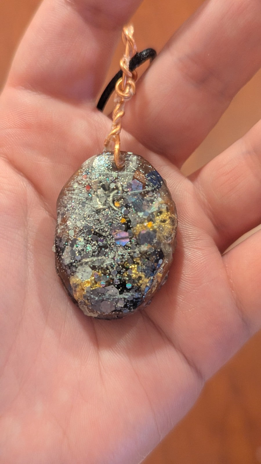 Lapis and Goldstone, Star, Rough Cast, Handmade Orgonite Necklace