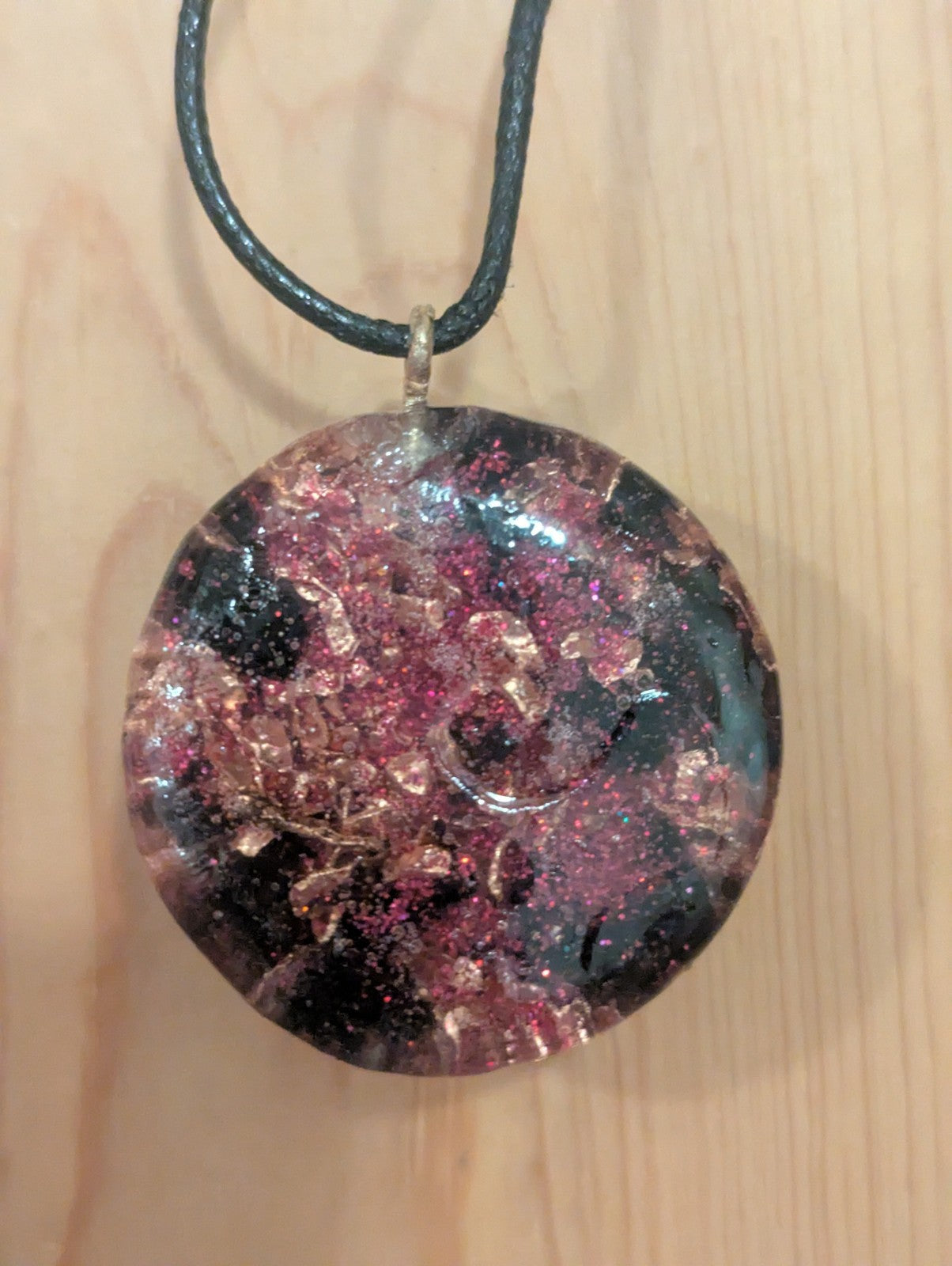 Maroon Rose Quartz and Garnet Orgonite Necklace for Protection and Romance