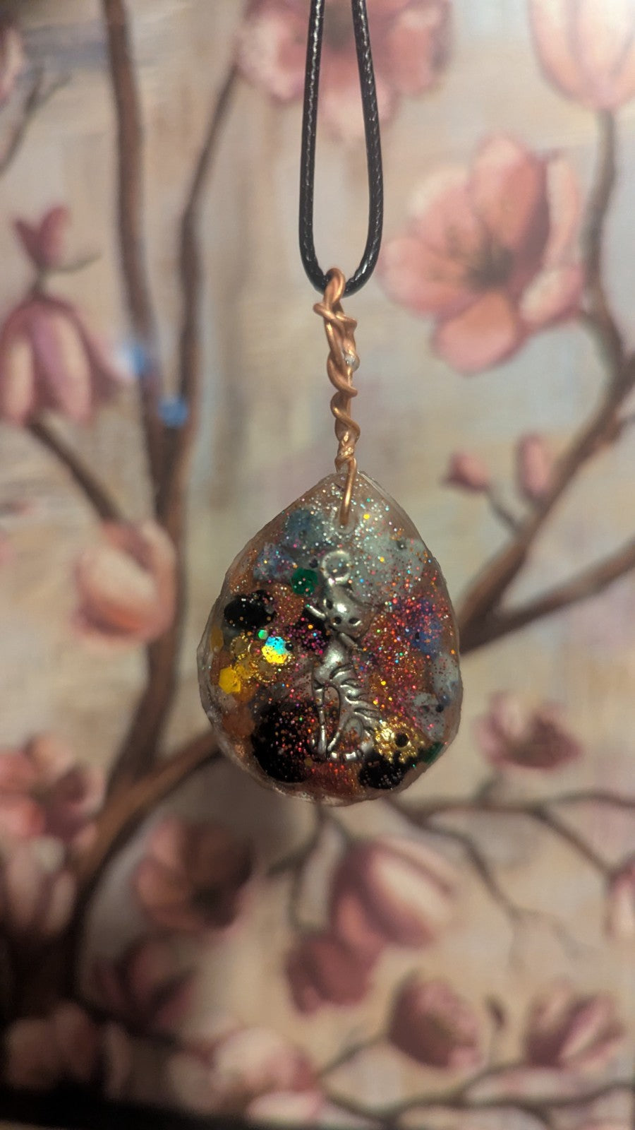 Lapis and Goldstone, Cat, Handmade Orgonite Necklace