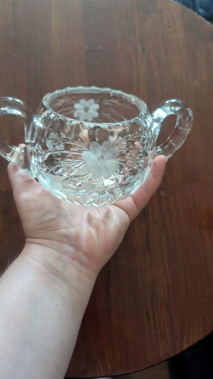 Vintage Crystalline Heavy Dish, Floral, Candy or Party Dish, Centerpiece, Gift