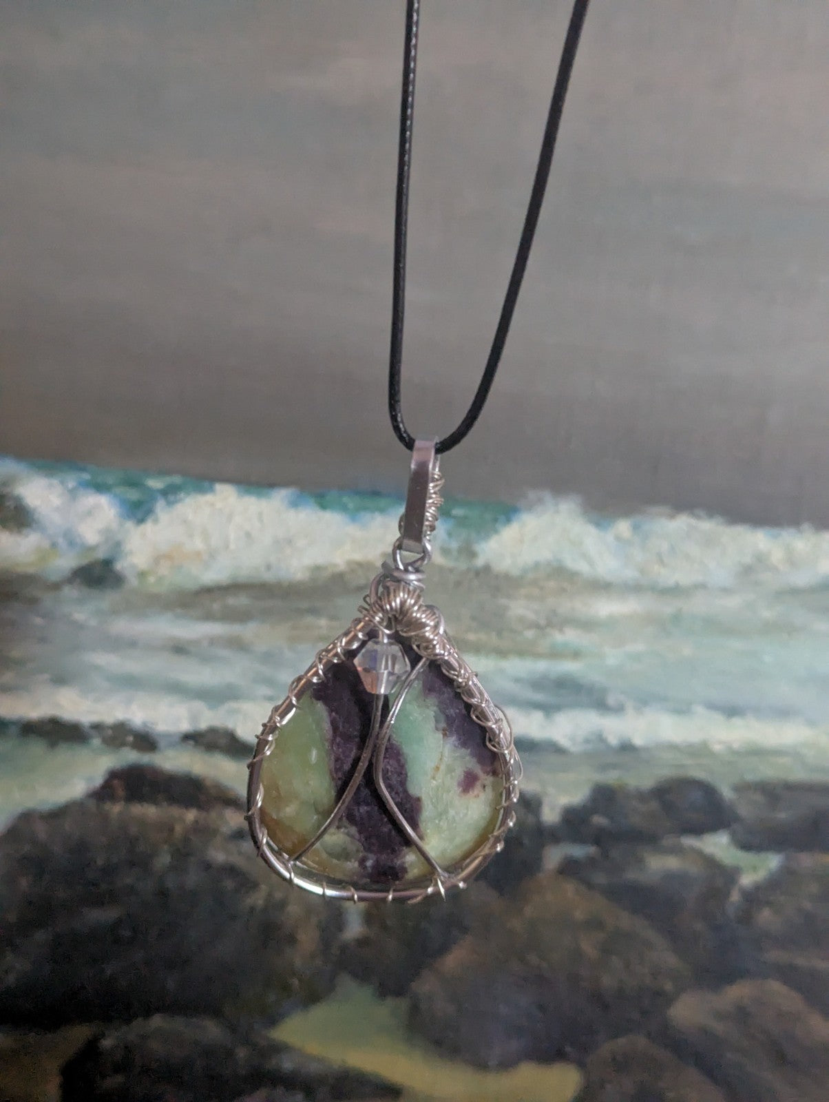 Rare Kammererite Gemstone Pendant with Adjustable Necklace Cord