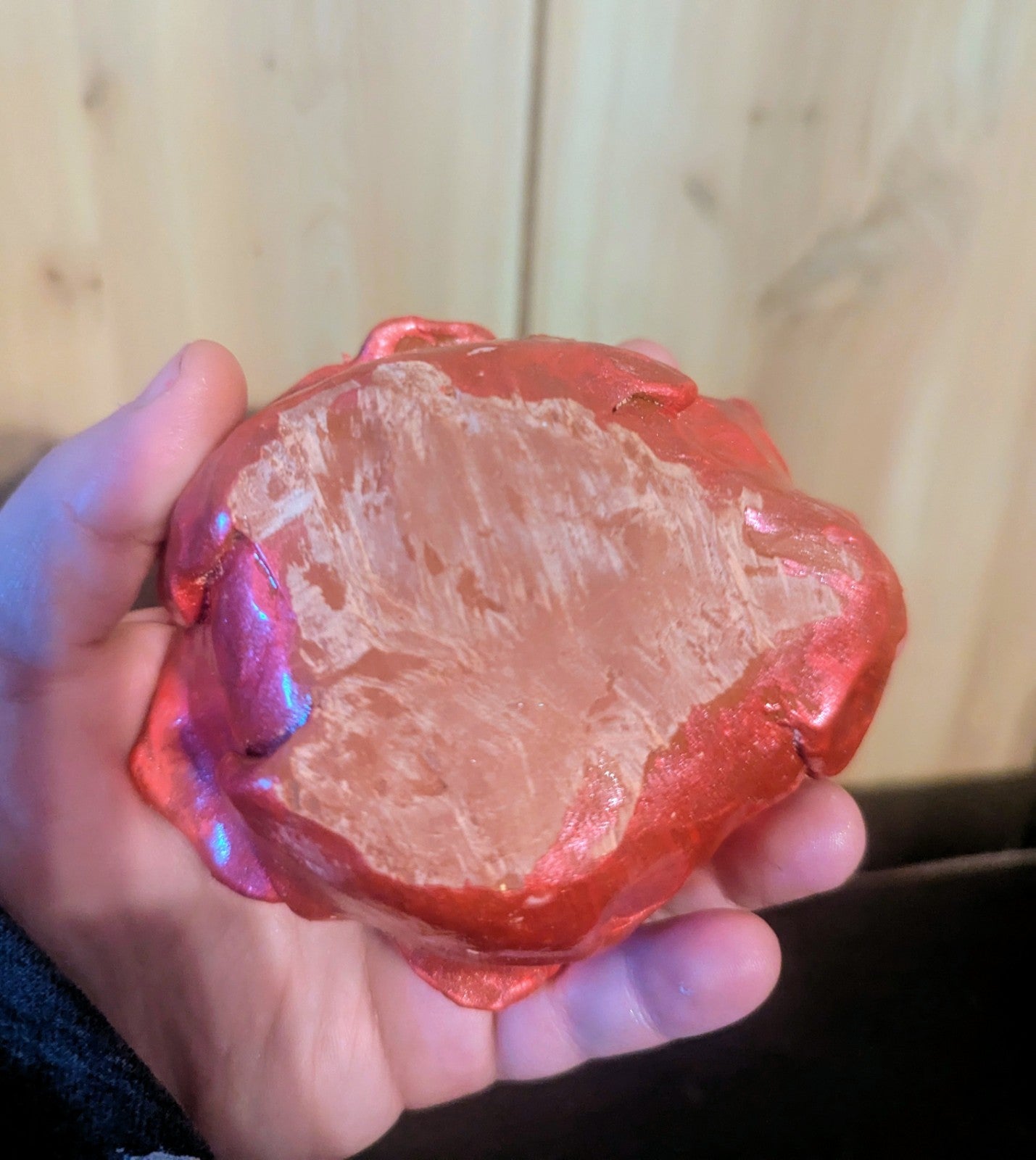 Red Rose Sculpture with Clear Quartz Point for Home Decor, Meditation