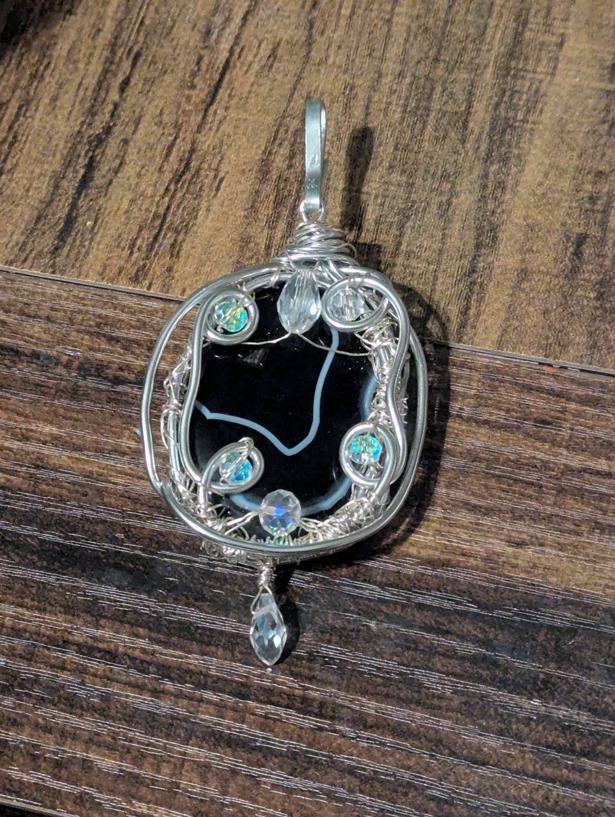 Handmade Black Banded Agate Necklace, for Root Chakra, Healing Crystal