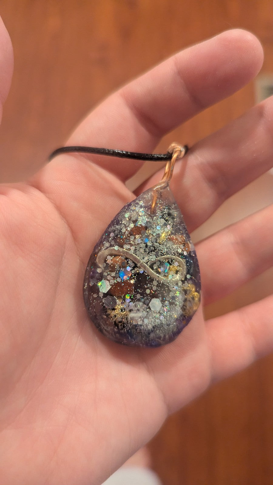 Lapis And Goldstone, Infinity, Handmade Orgonite Necklace