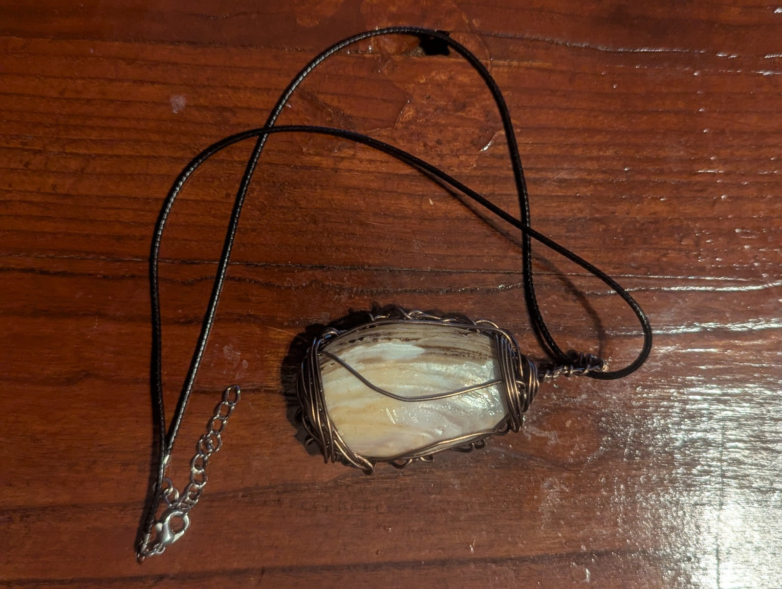 Wire Seashell Pendant, With Spring Flowers and Gemstones