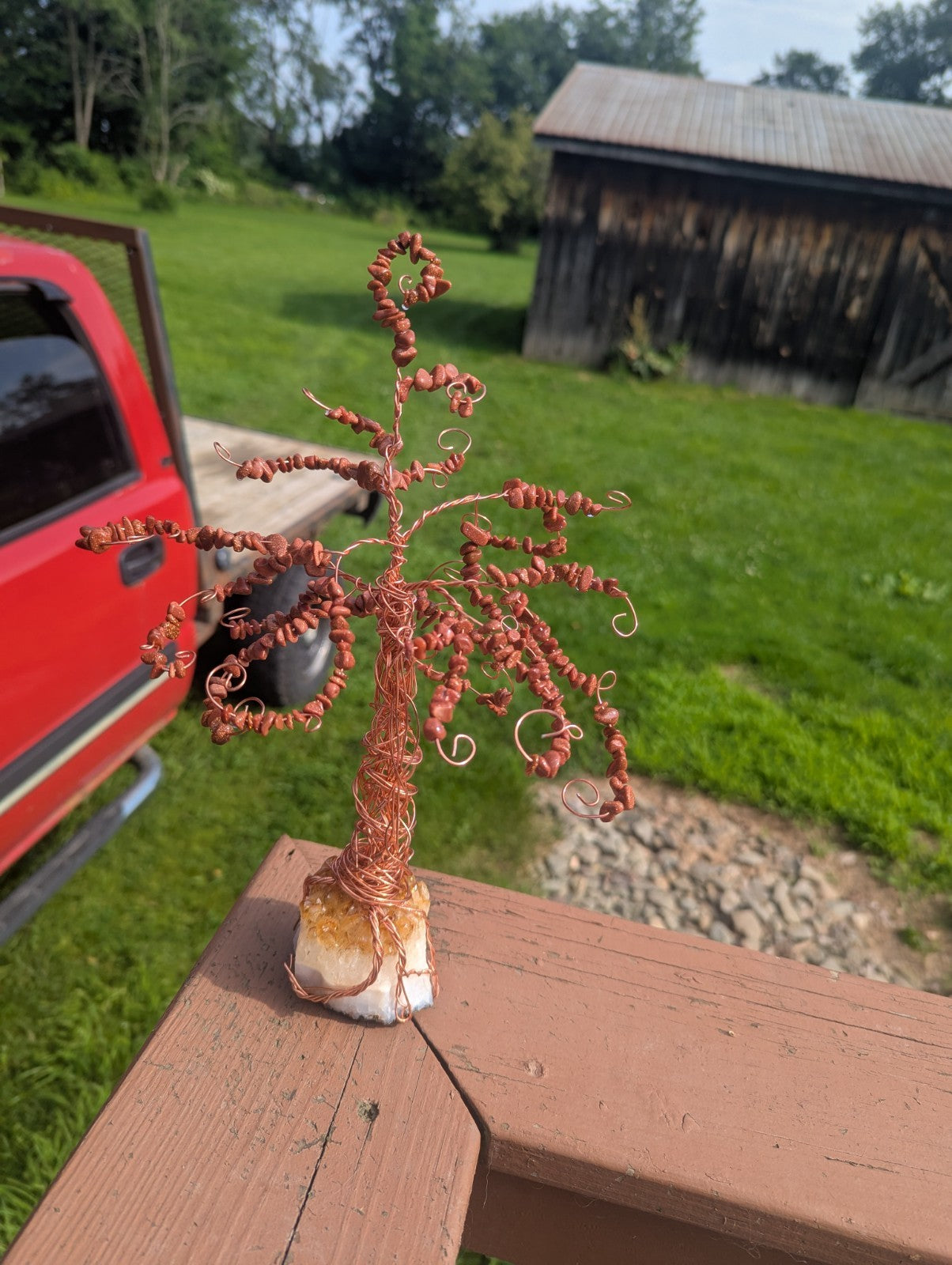 Citrine and Gold Sandstone Tree for Abundance and Emotional Well-being