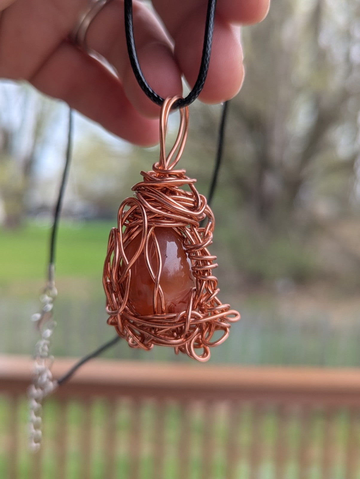 Carnelian Wire Pendant: For Courage and Creativity