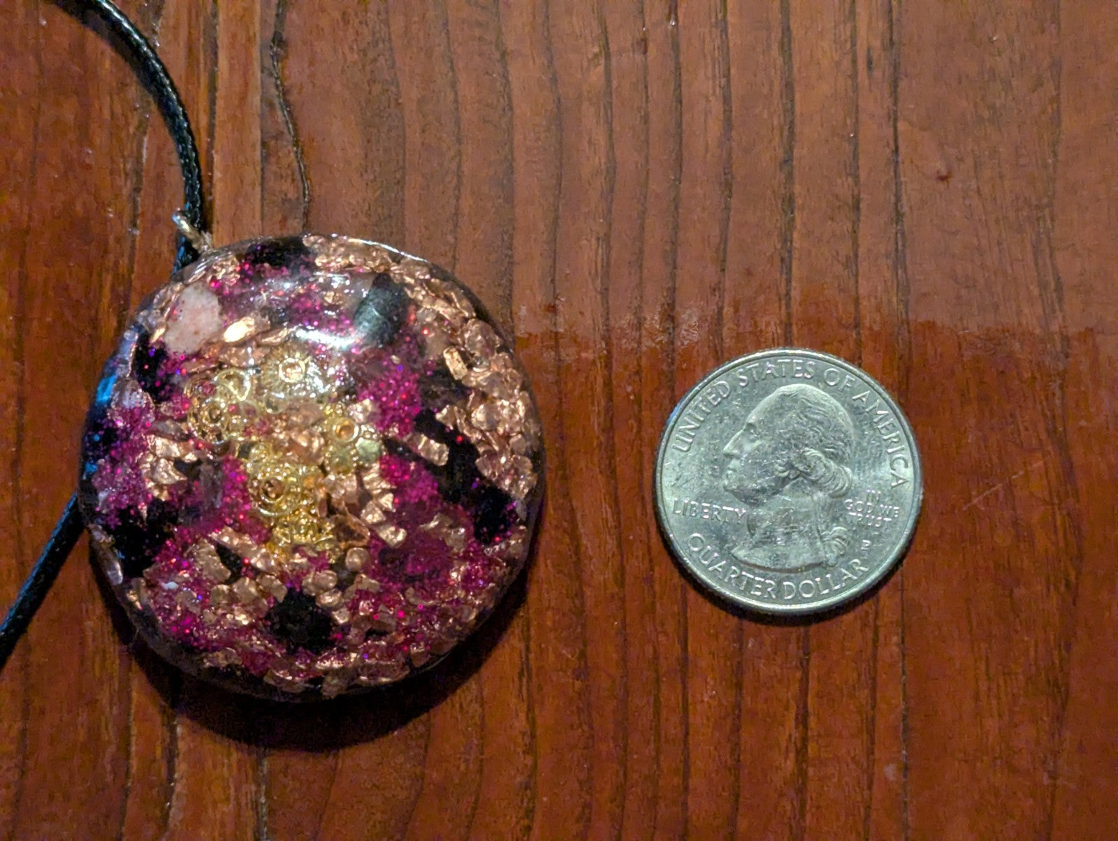 Bright Pink Rose Quartz and Garnet Orgonite Necklace For Love and Protection
