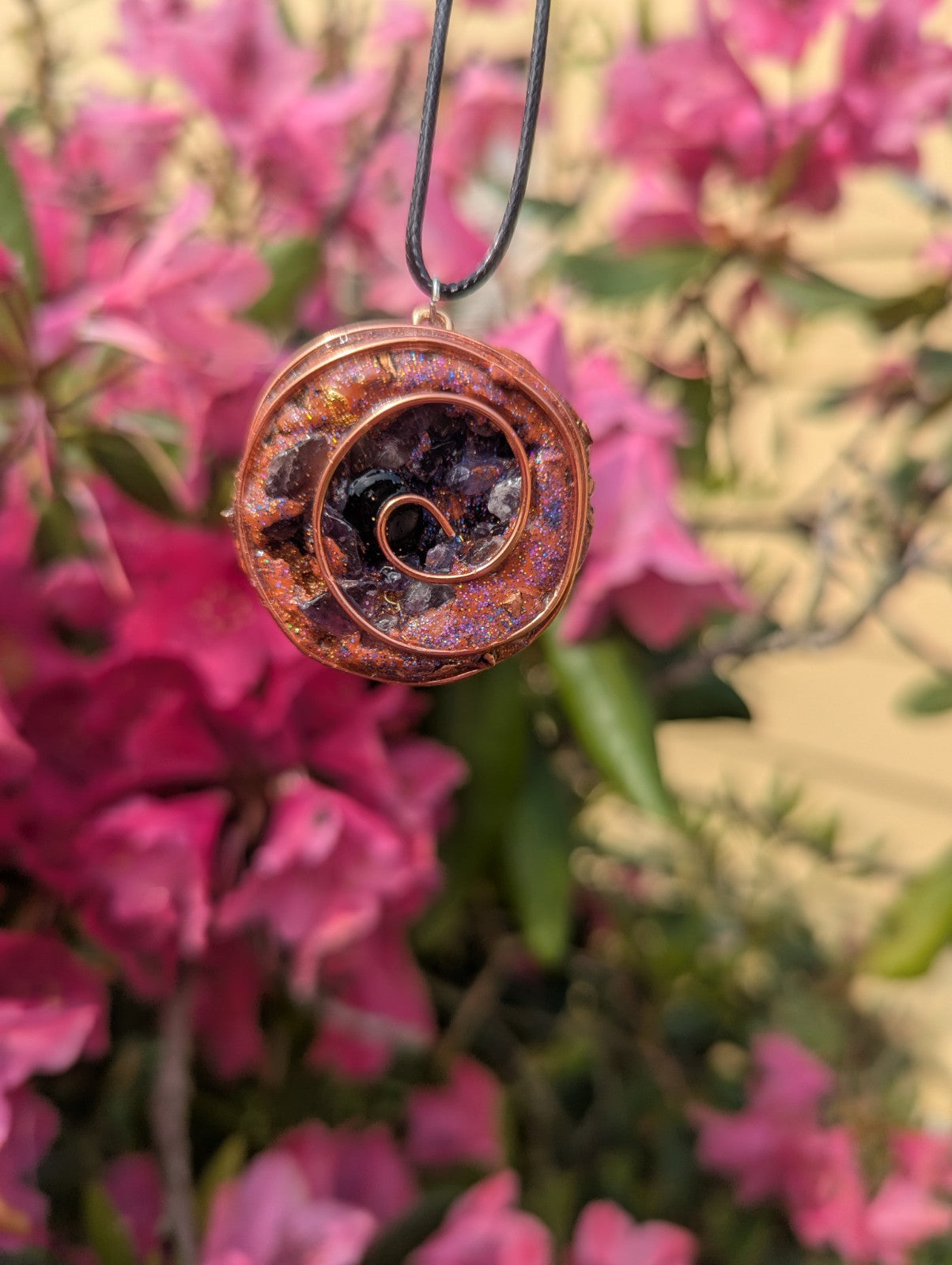 Amethyst Cave Orgonite Necklace For Protection and Peace