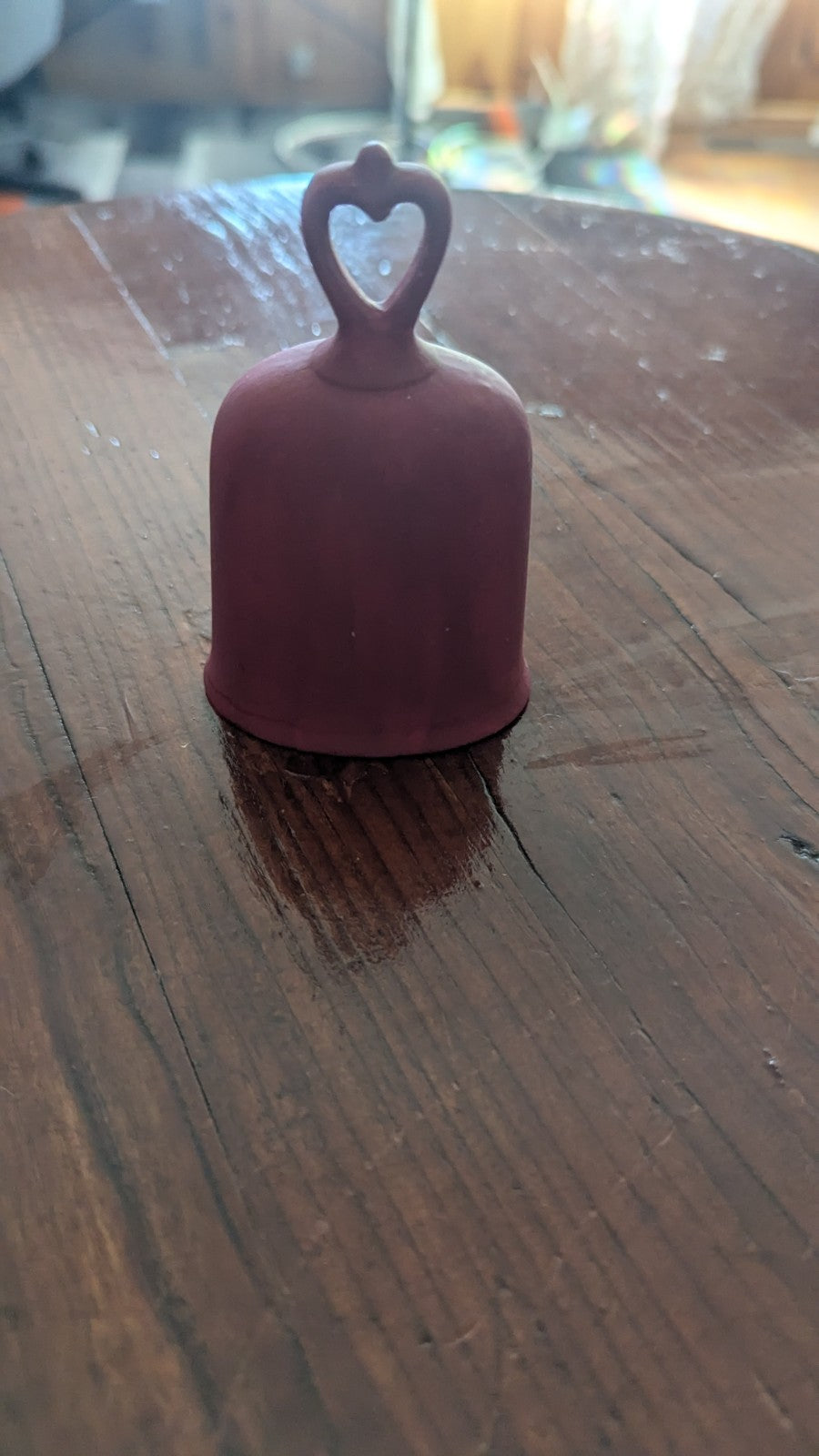 Red Painted Bell with Heart Shaped Handle