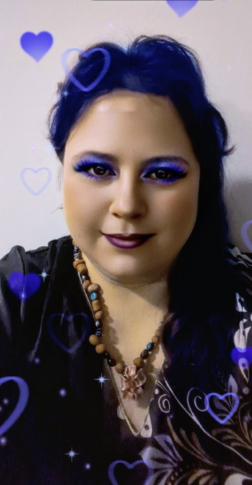 Clay & Gemstone Necklace: Crysocolla & Lapis Lazuli with Cherry Blossom Pendant