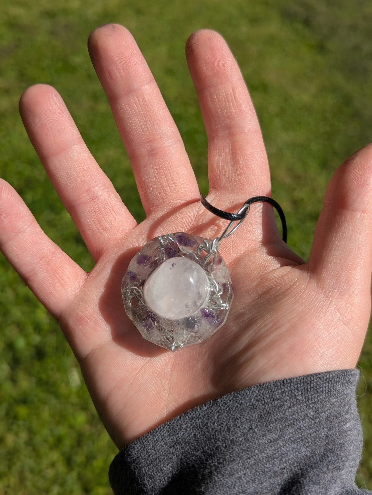 Rose Quartz and Amethyst Star Orgonite Necklace, for Peace and Love