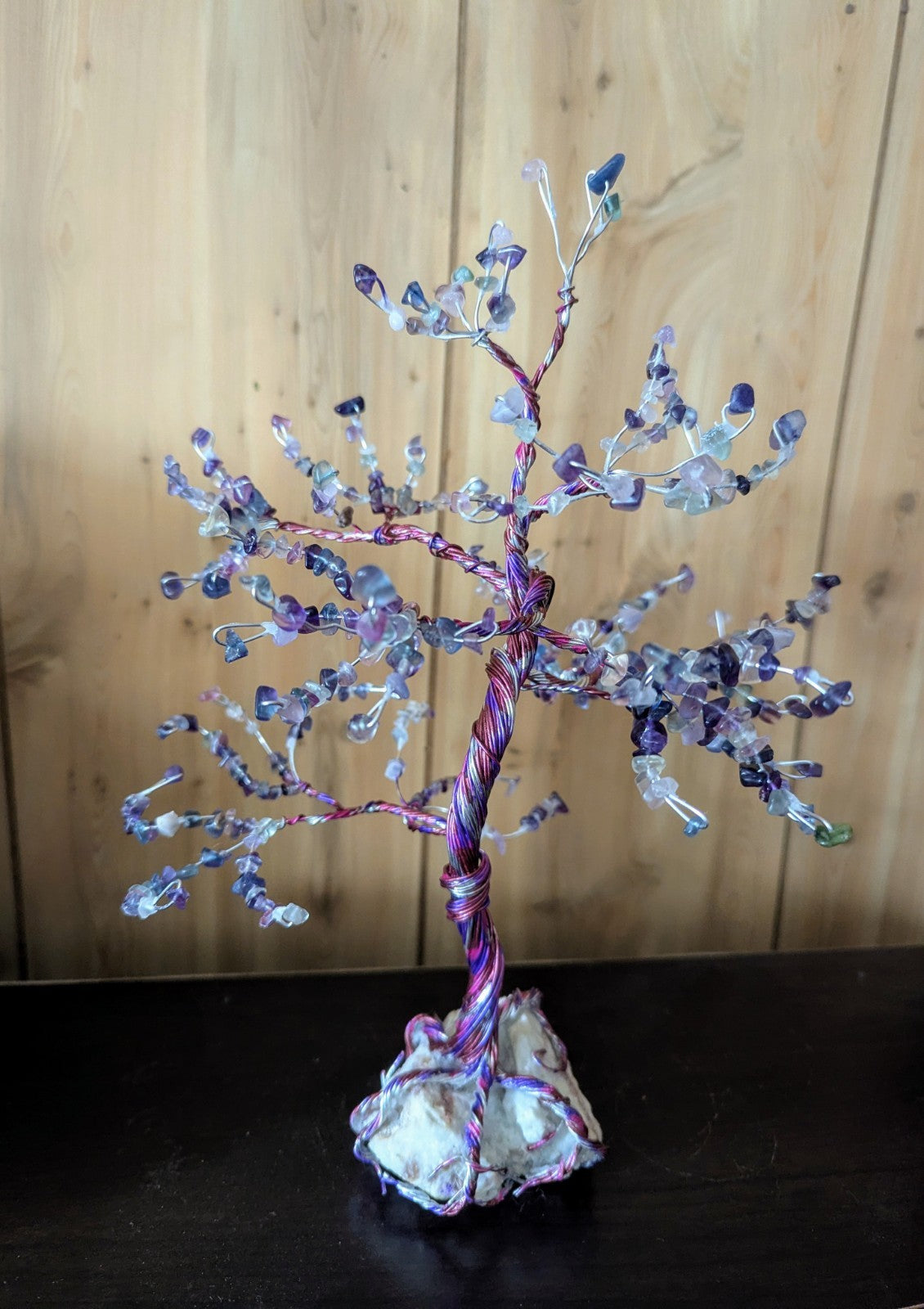 Tourmaline & Flourite Bonsai Tree For Joy and Overcoming Challenges, Reiki, Art