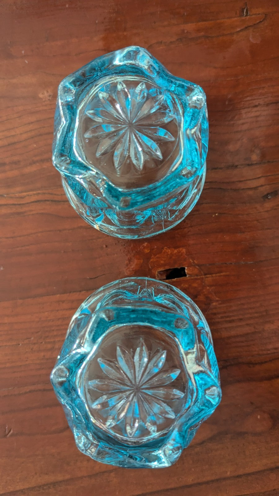 Light Blue Glass, Pair Of Vintage Drinking Or Ice cream Glasses