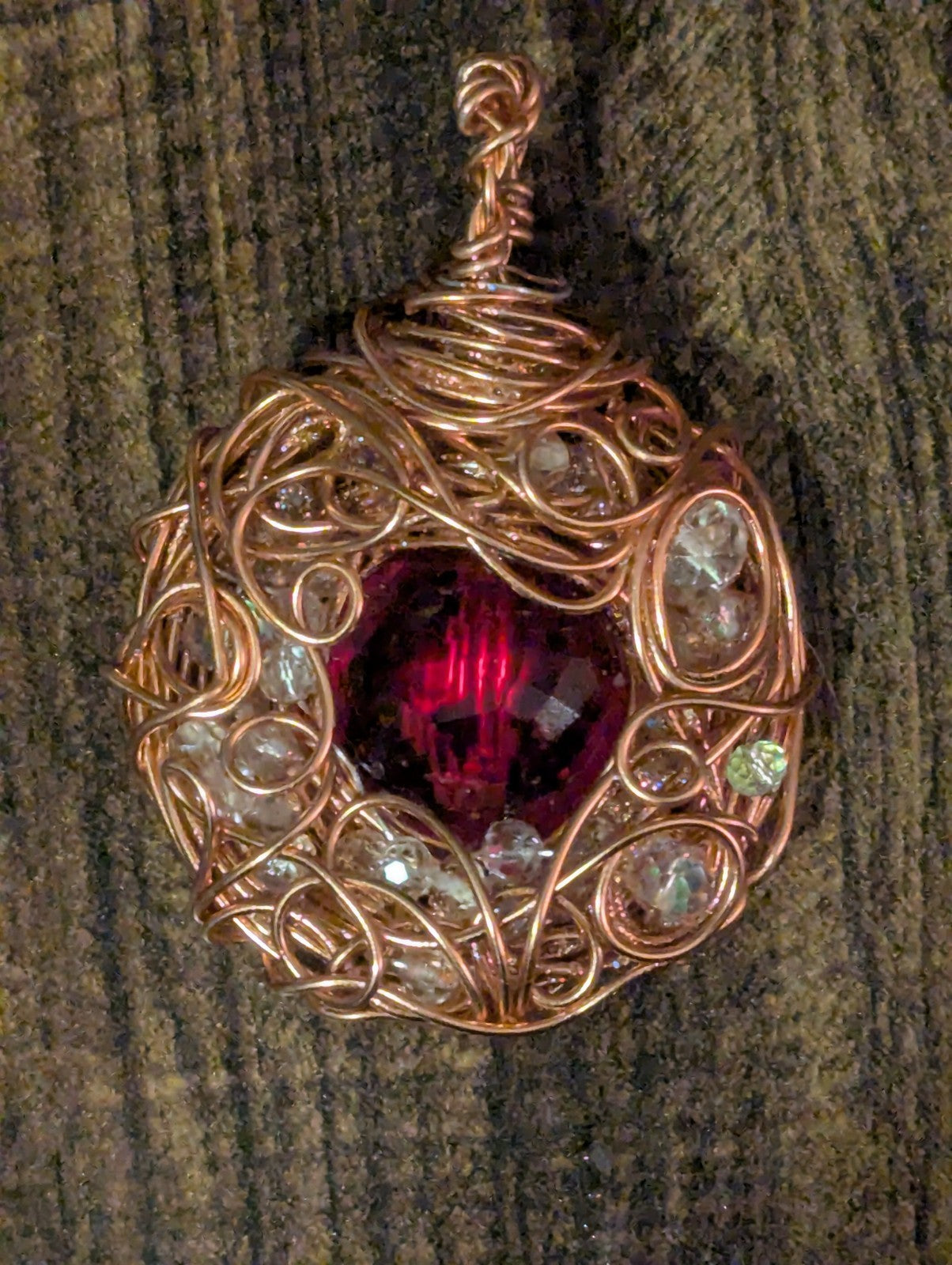 Handmade Red Topaz Wirewrapped Necklace