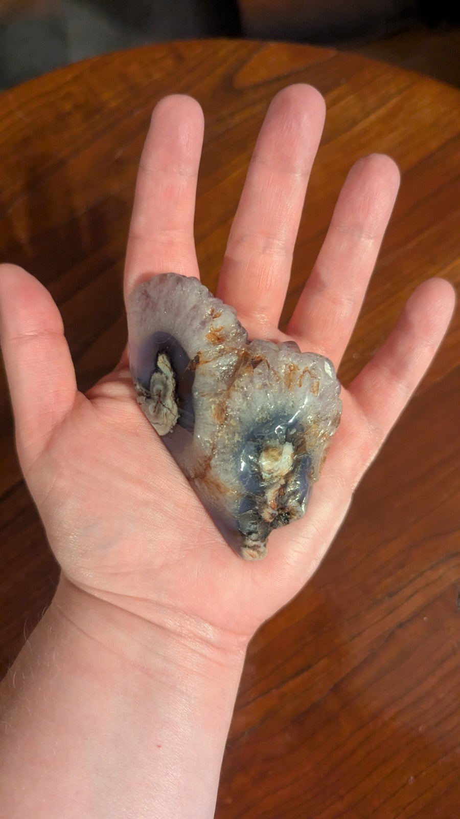 107g Natural Blue Snowflake Flower Agate Crystal Slice Reiki Stone Healing