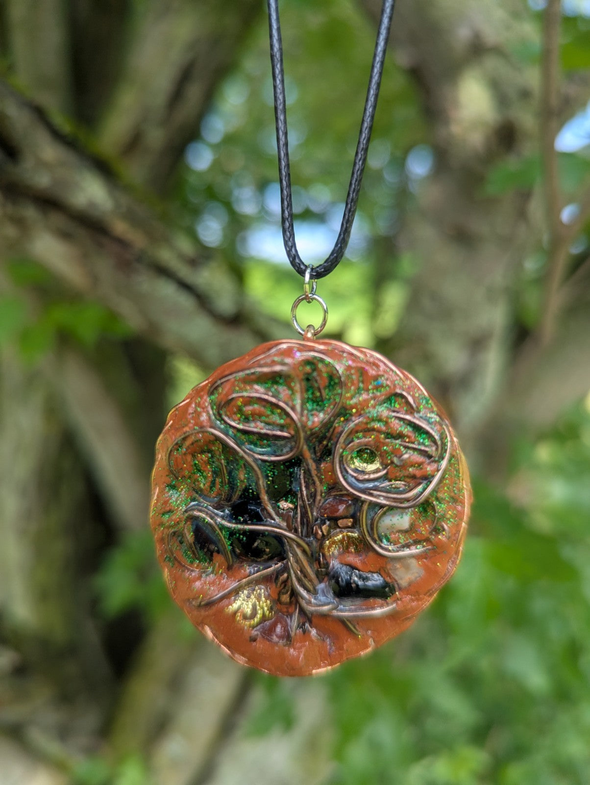 Green Tree of Life Orgonite for Protection, Grounding, and Emotional Balance