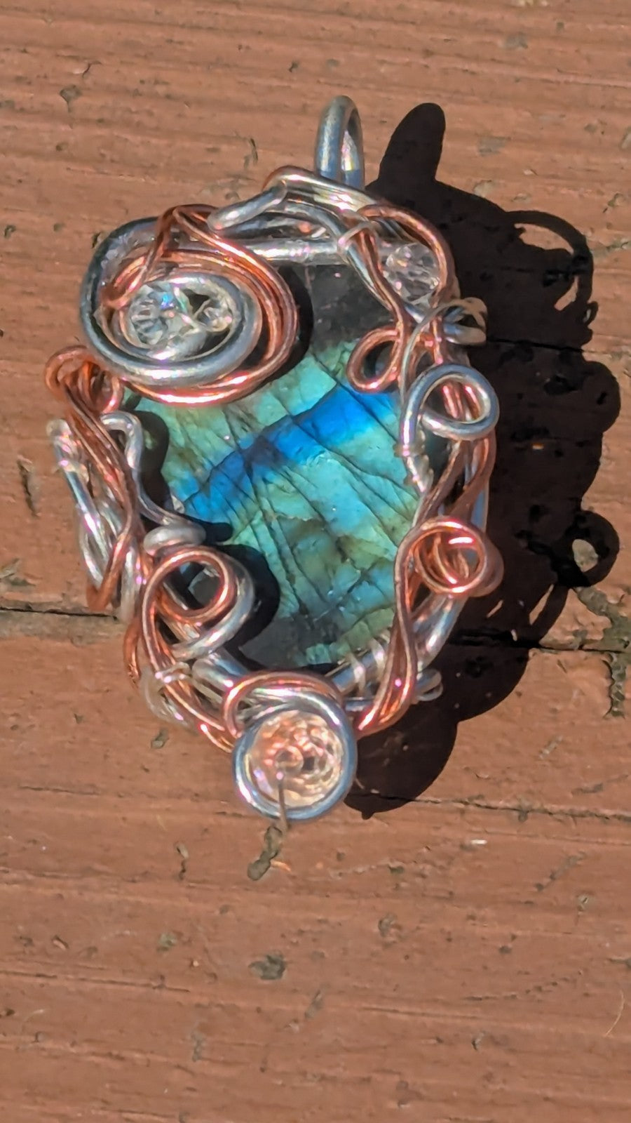Lovely Labradorite Druzy Necklace, Handmade Wirewrapped Pendant