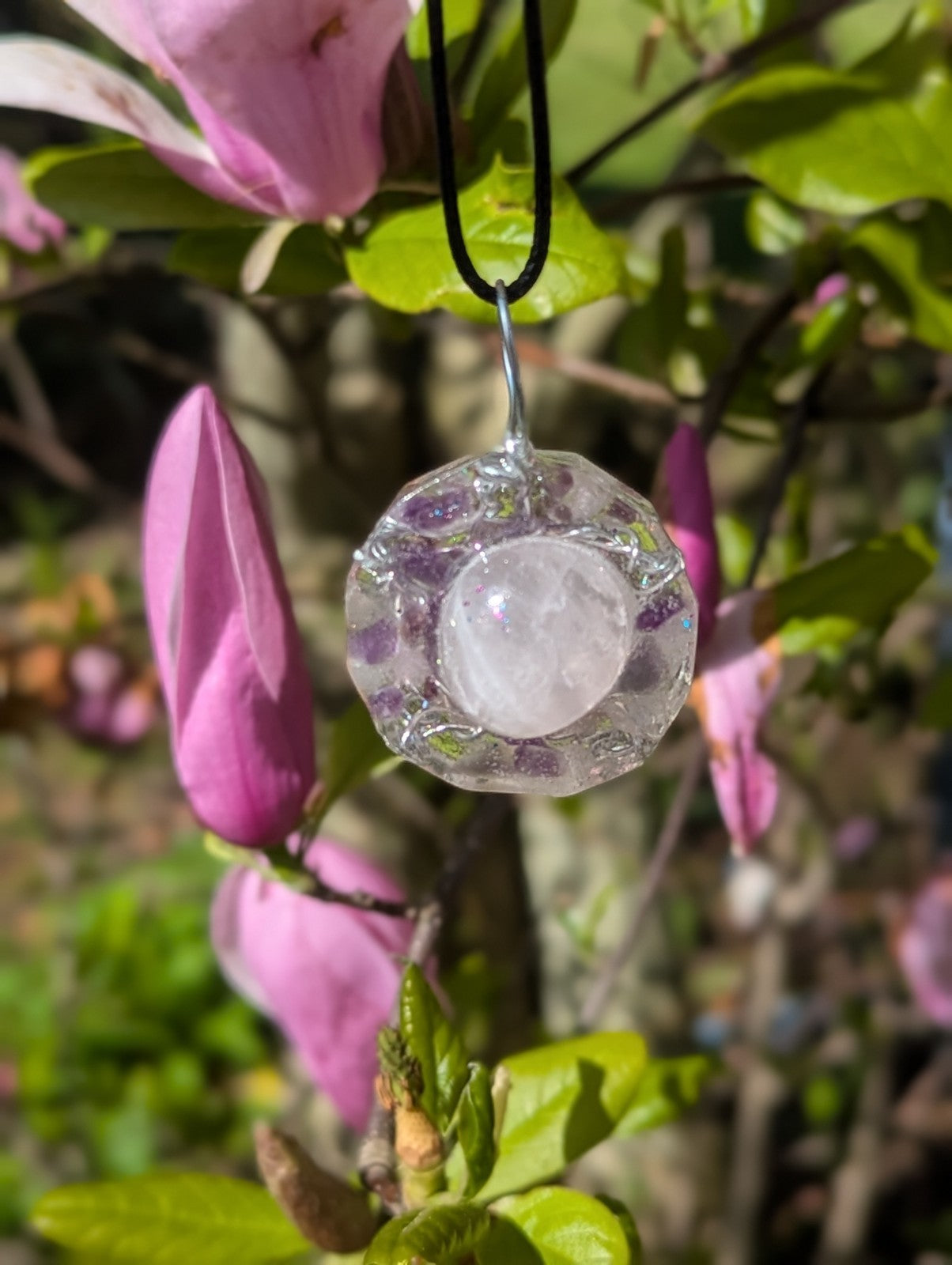 Rose Quartz and Amethyst Star Orgonite Necklace, for Peace and Love