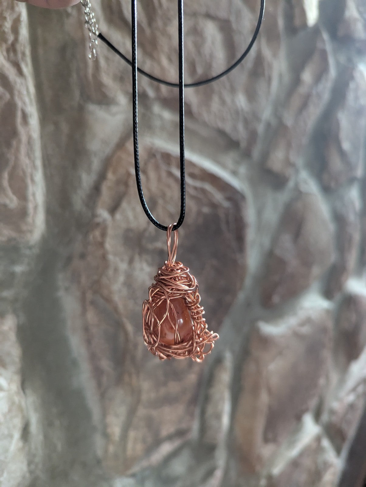 Carnelian Wire Pendant: For Courage and Creativity