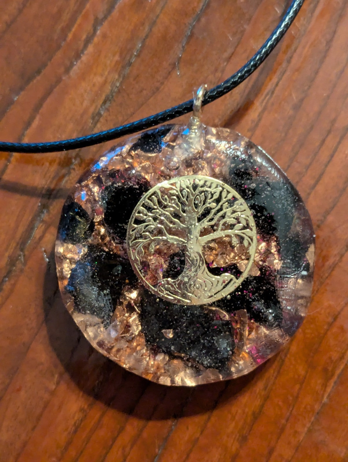 Bright Pink Rose Quartz and Garnet Orgonite Necklace For Love and Protection