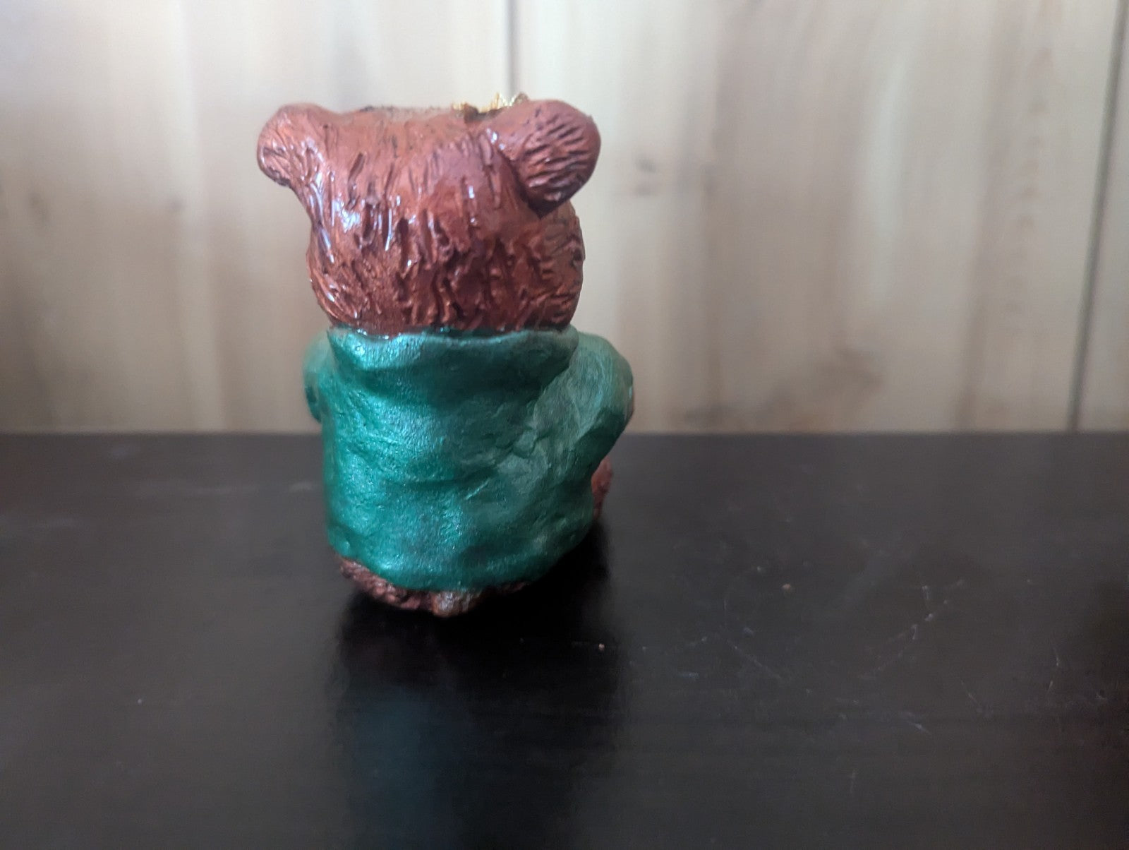 Bear Sculpture With Obsidian and Clear Quartz, Handmade
