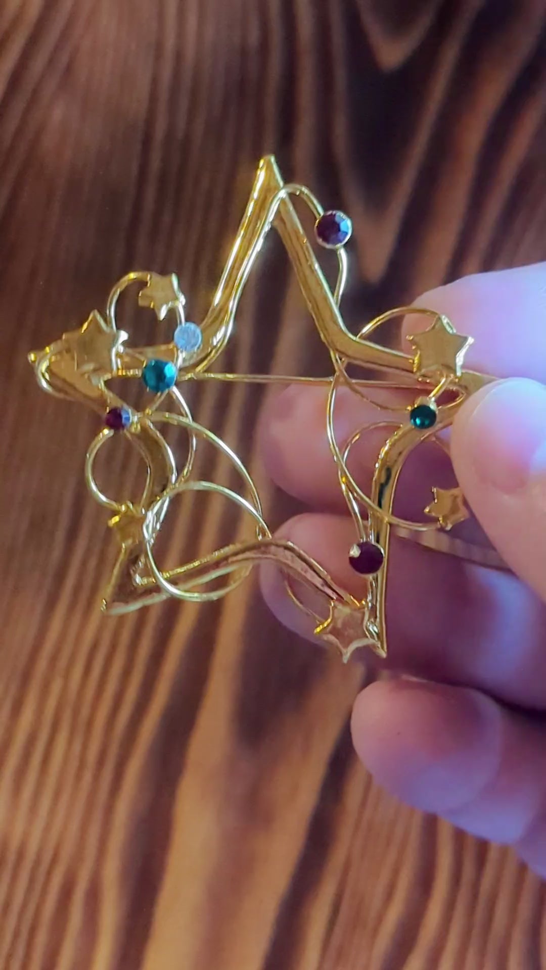 Vintage Star Pin With Colored Rhinestones, Magical Vibes