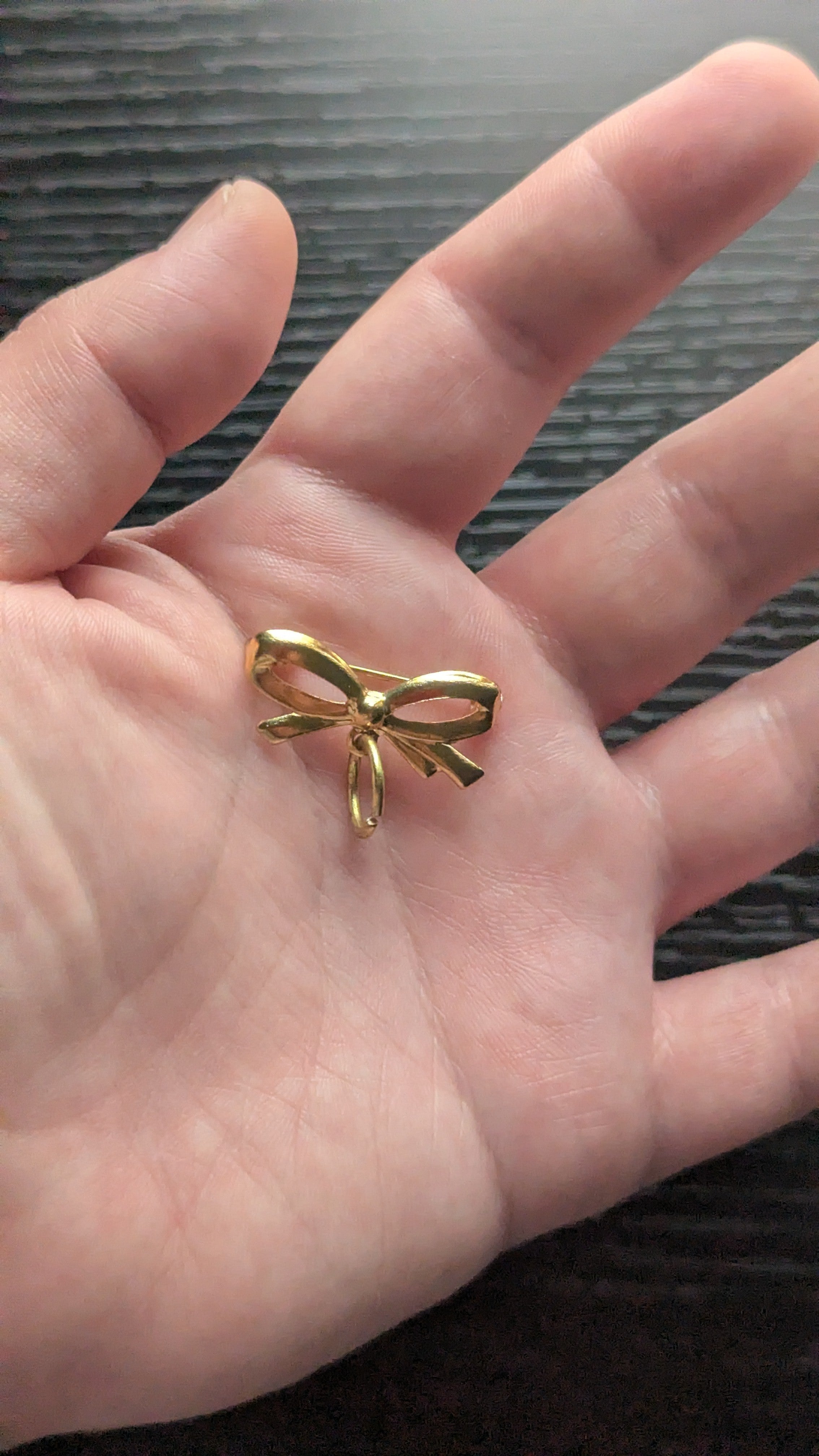 Tiny Vintage Bowtie Pin, For Wearing or Crafting
