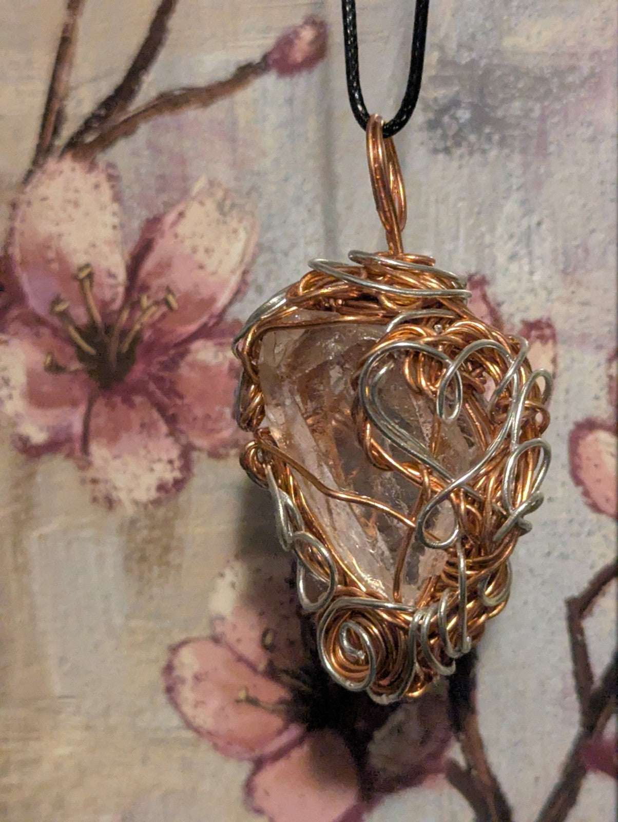 Clear Quartz Wire Pendant with Quartz Pointed Upwards | Crystal Arborist