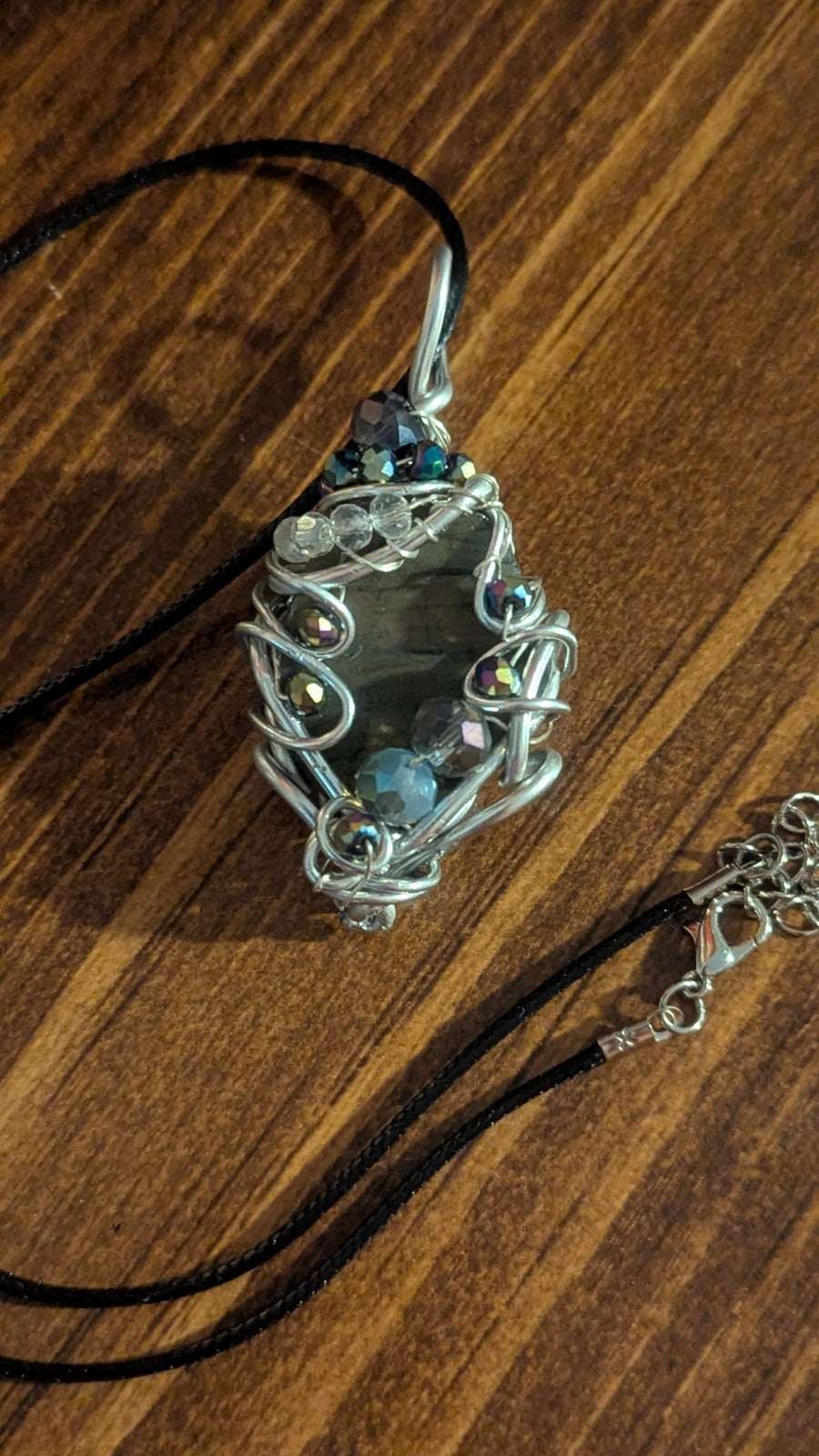 Labradorite Handmade Necklace With Glass Beads | Crystal Arborist