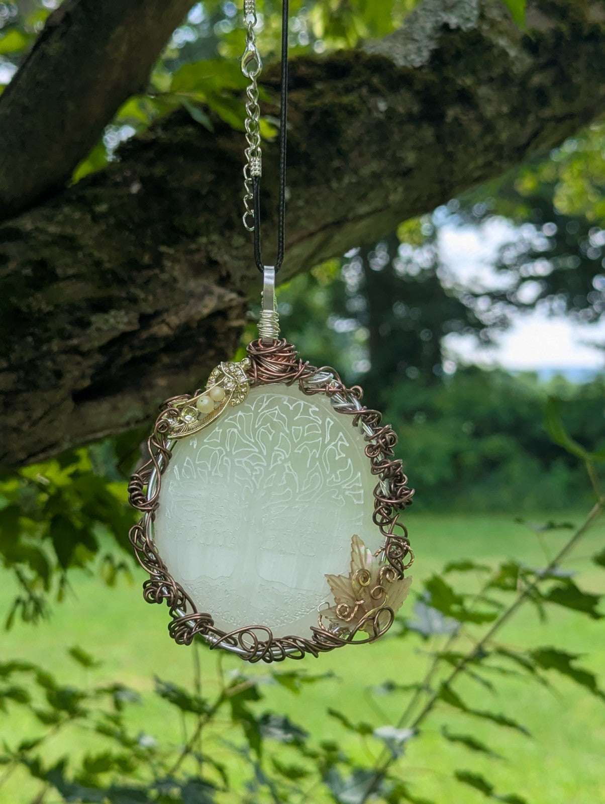 Selenite Crystal Wall Hanging/ Large Necklace, TreeDesign, Beautiful, Home Decor | Crystal Arborist