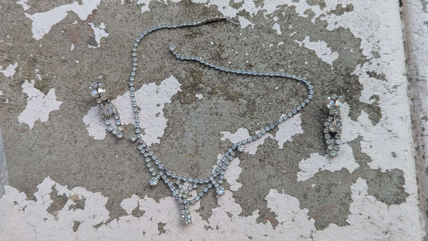 Vintage Rhinestone Choker Necklace With Matching Clip-on Earings | Crystal Arborist