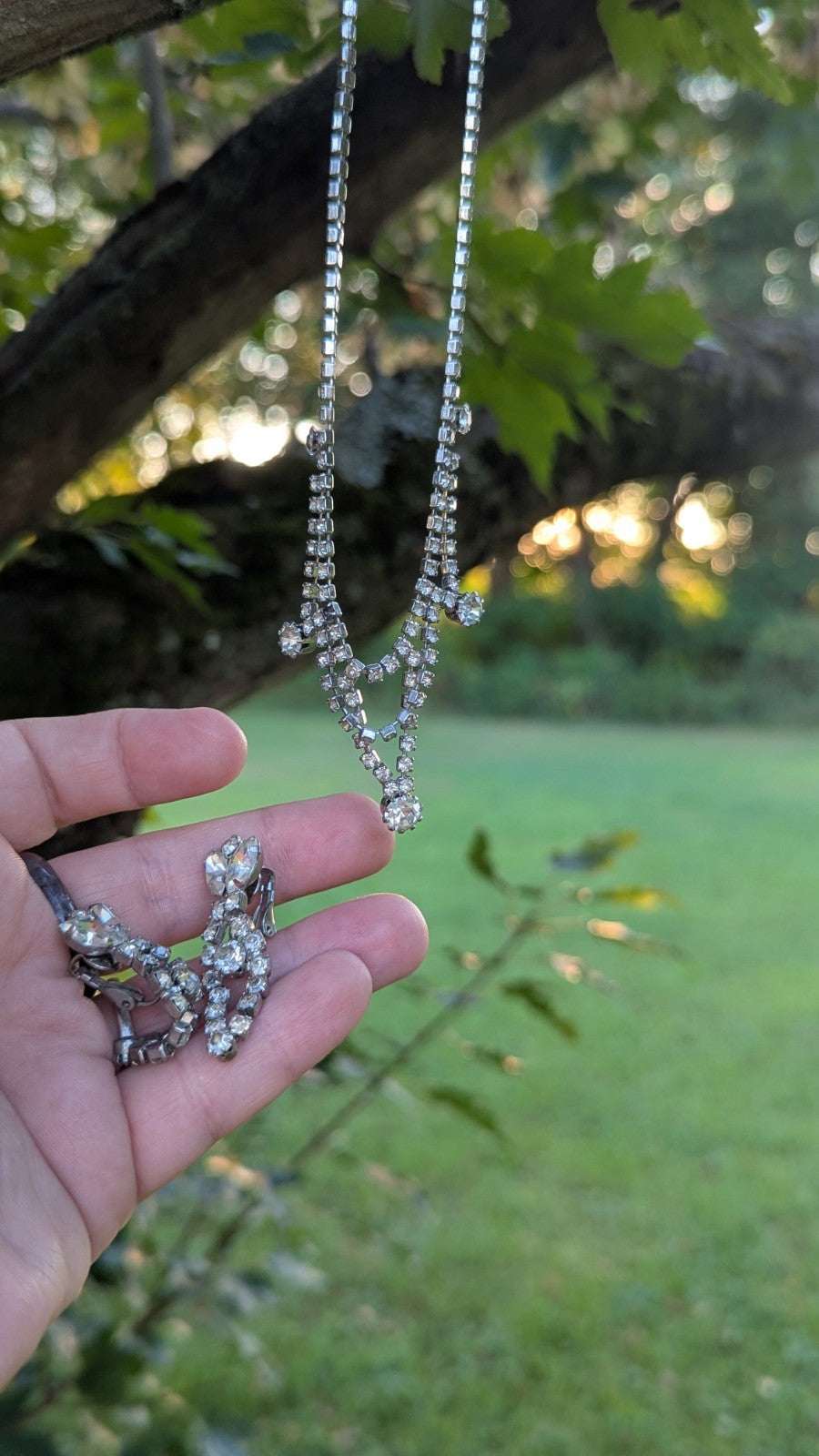 Vintage Rhinestone Choker Necklace With Matching Clip-on Earings | Crystal Arborist
