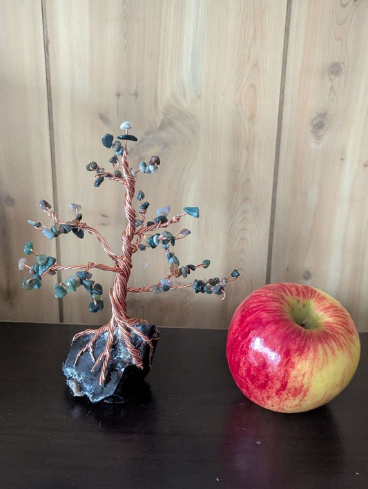 Obsidian& Indian Agate Wire Tree: for Home Protection (Small Tree) | Crystal Arborist