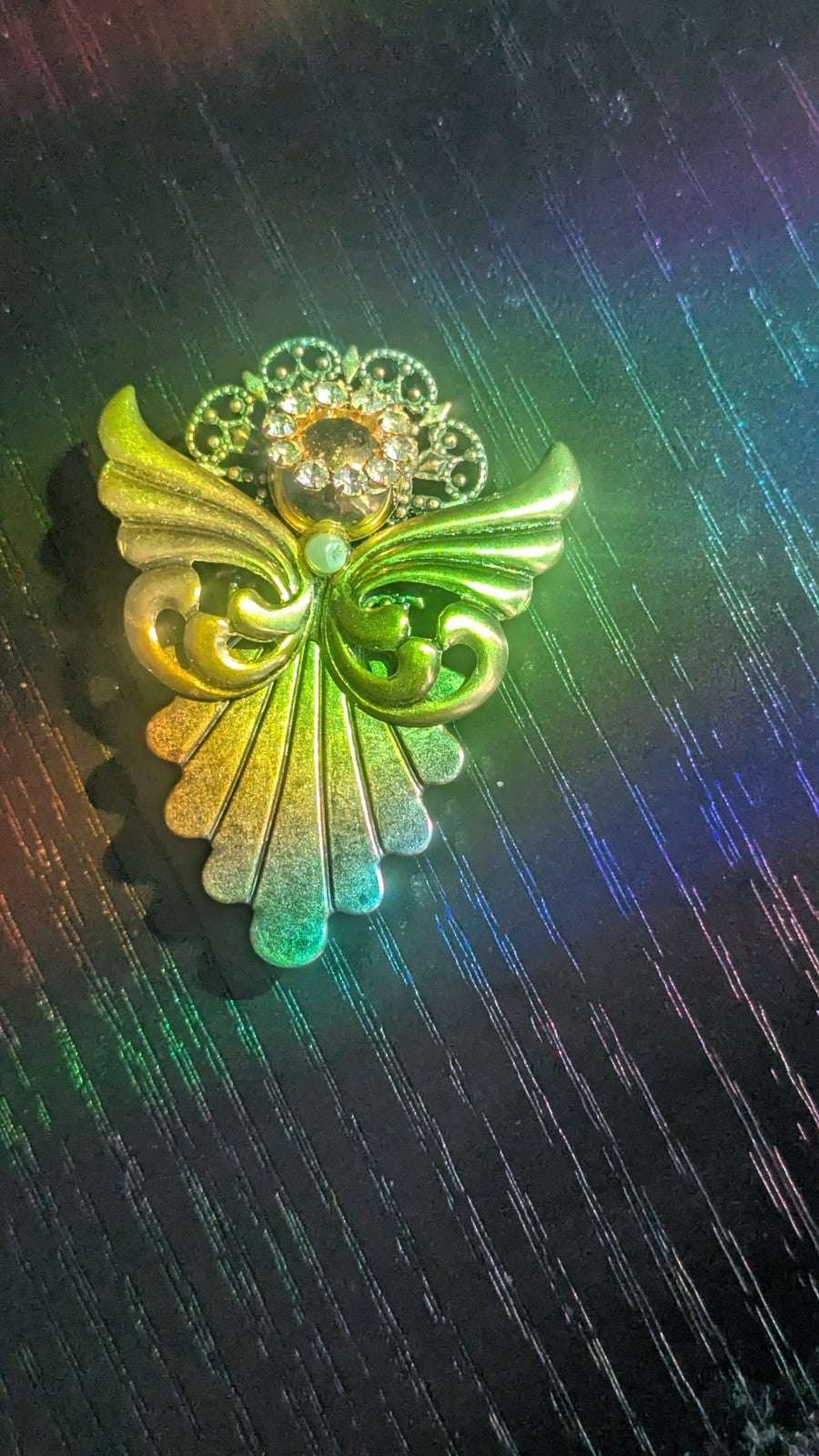 Vintage Gold and Silver Toned Angel With Rhinestones, Wearable Brooch | Crystal Arborist