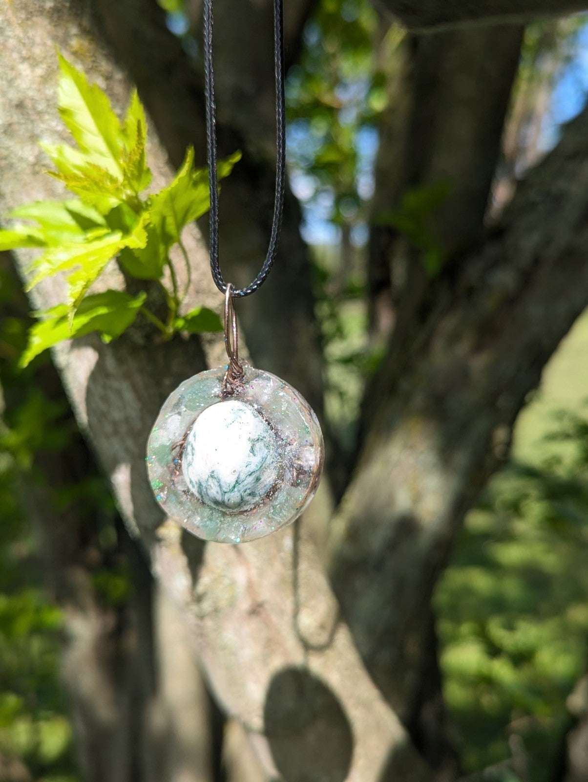 Moss Agate Gemstone Necklace, with Green Aventurine for Connection to Nature | Crystal Arborist
