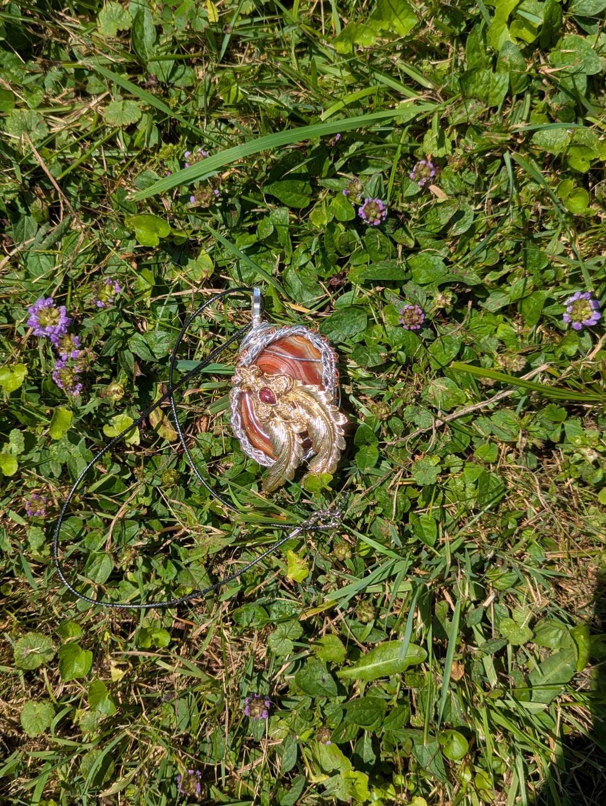 Red Onyx Banded Agate Necklace, Retro, Unique, One-of-a-kind , Handmade | Crystal Arborist