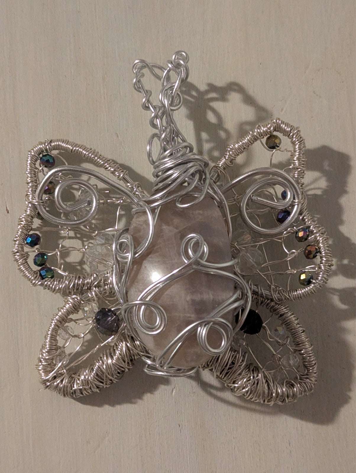 Handmade Sun and Moonstone Butterfly Necklace | Crystal Arborist