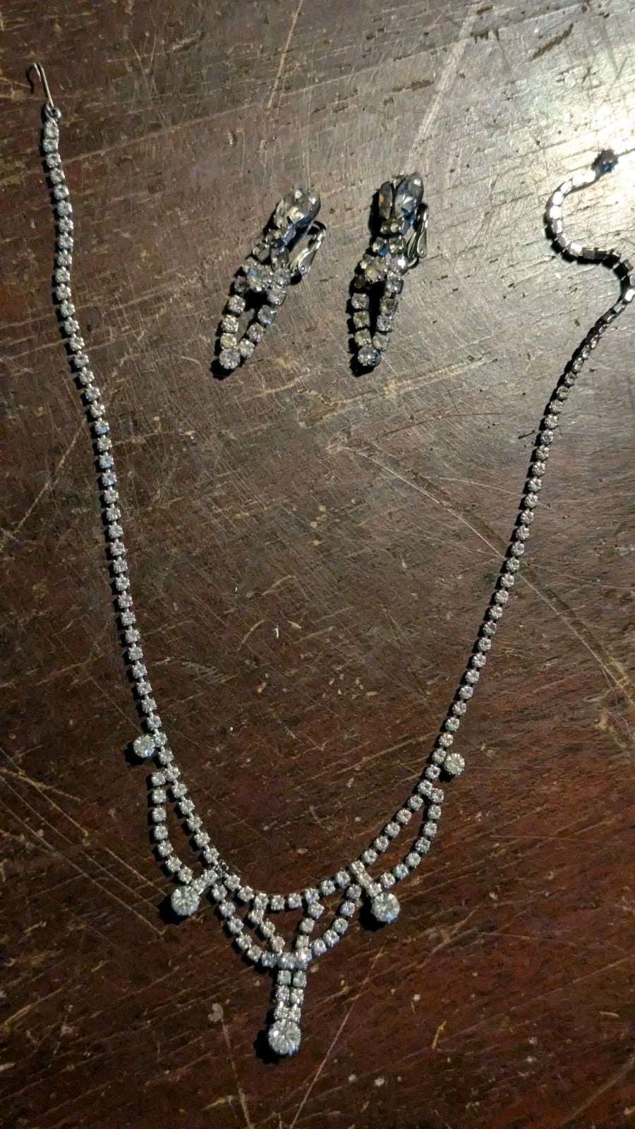 Vintage Rhinestone Choker Necklace With Matching Clip-on Earings | Crystal Arborist