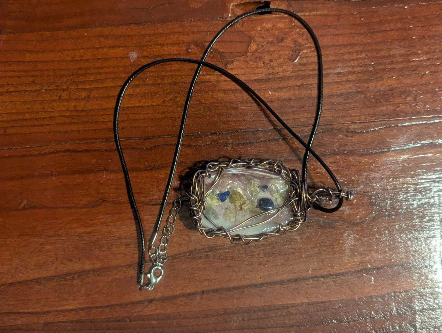 Wire Seashell Pendant, With Spring Flowers and Gemstones | Crystal Arborist