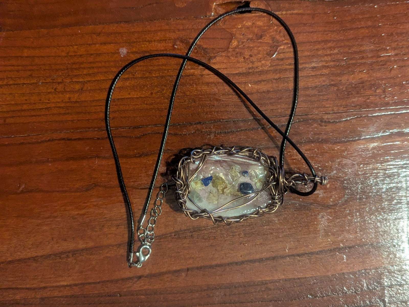 Wire Seashell Pendant, With Spring Flowers and Gemstones | Crystal Arborist