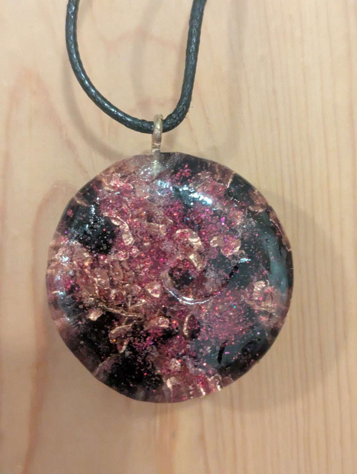Maroon Rose Quartz and Garnet Orgonite Necklace for Protection and Romance | Crystal Arborist